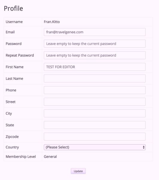 Figure 4 - Editing your profile.